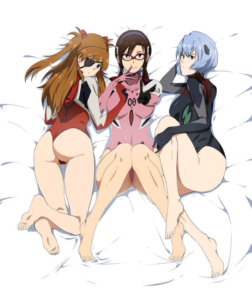 souryuu asuka langley, ayanami rei, and makinami mari illustrious (neon genesis evangelion and 1 more) drawn by hukii