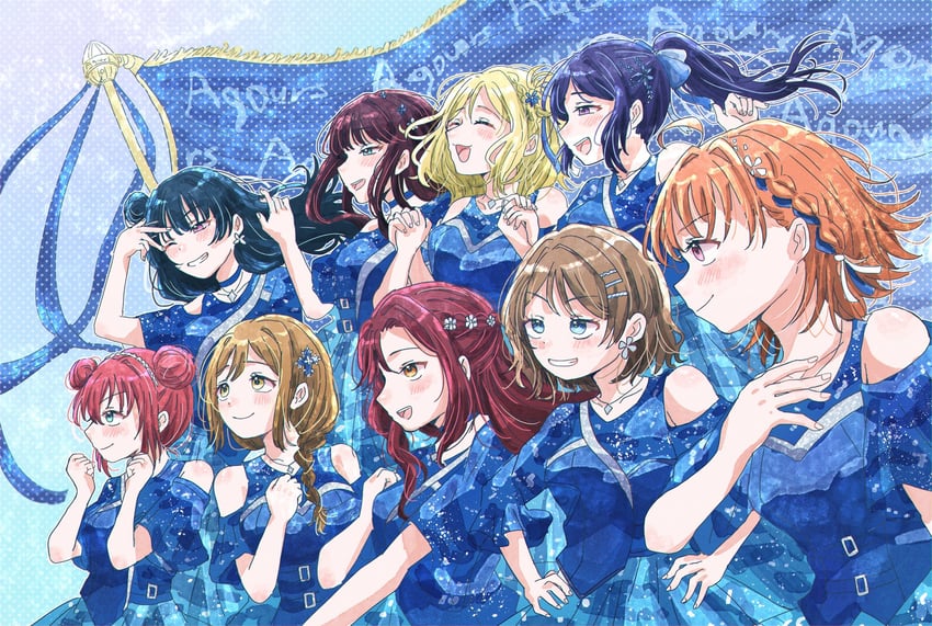 watanabe you, tsushima yoshiko, sakurauchi riko, takami chika, matsuura kanan, and 4 more (love live! and 1 more) drawn by koyuki_same