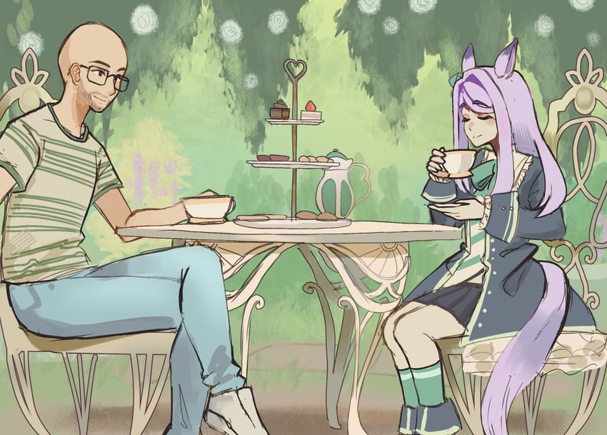 mejiro mcqueen and northernlion (umamusume and 1 more) drawn by laineikaros