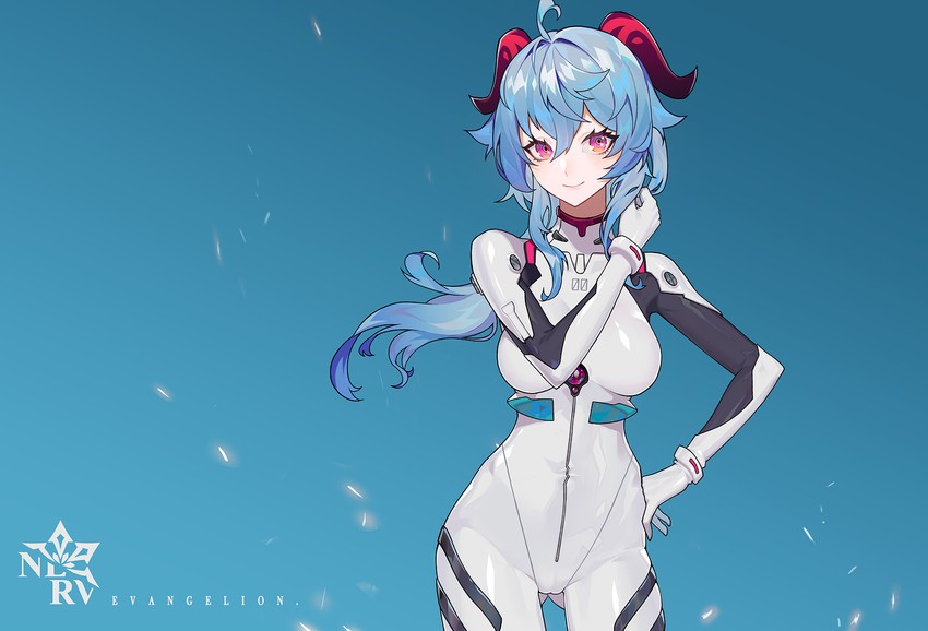 ganyu and ayanami rei (genshin impact and 1 more) drawn by xdcstc