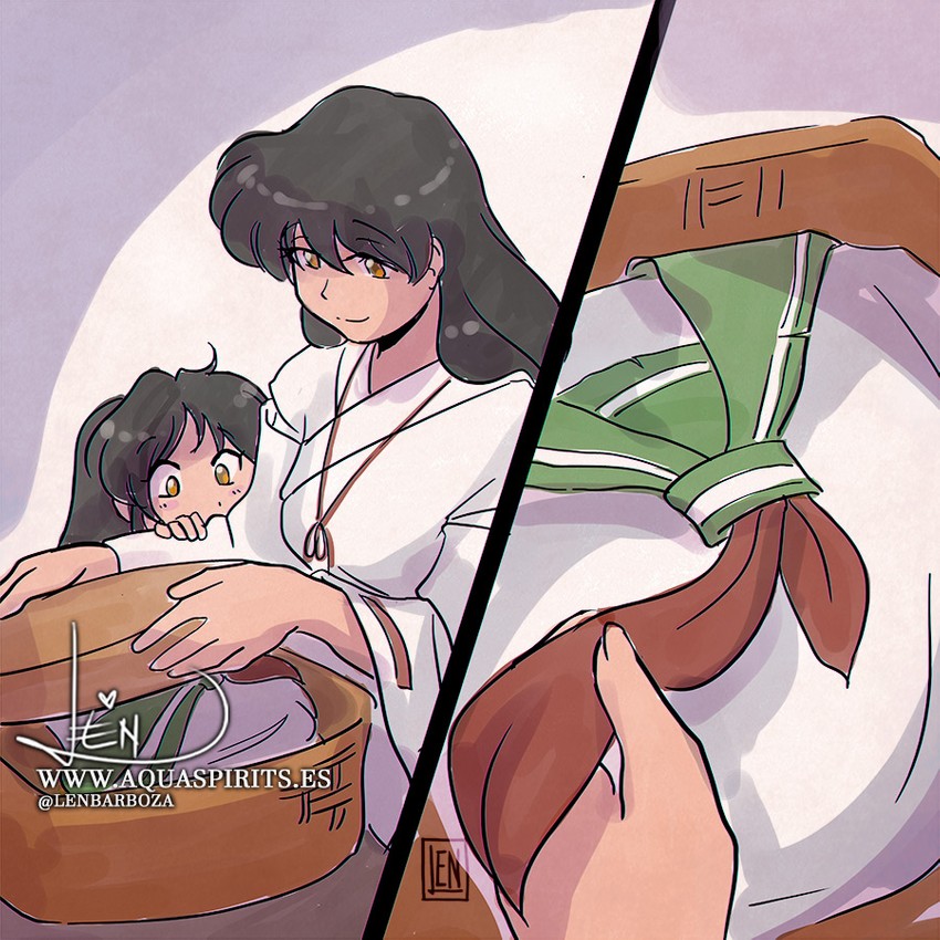 higurashi kagome and moroha (inuyasha and 1 more) drawn by lennys