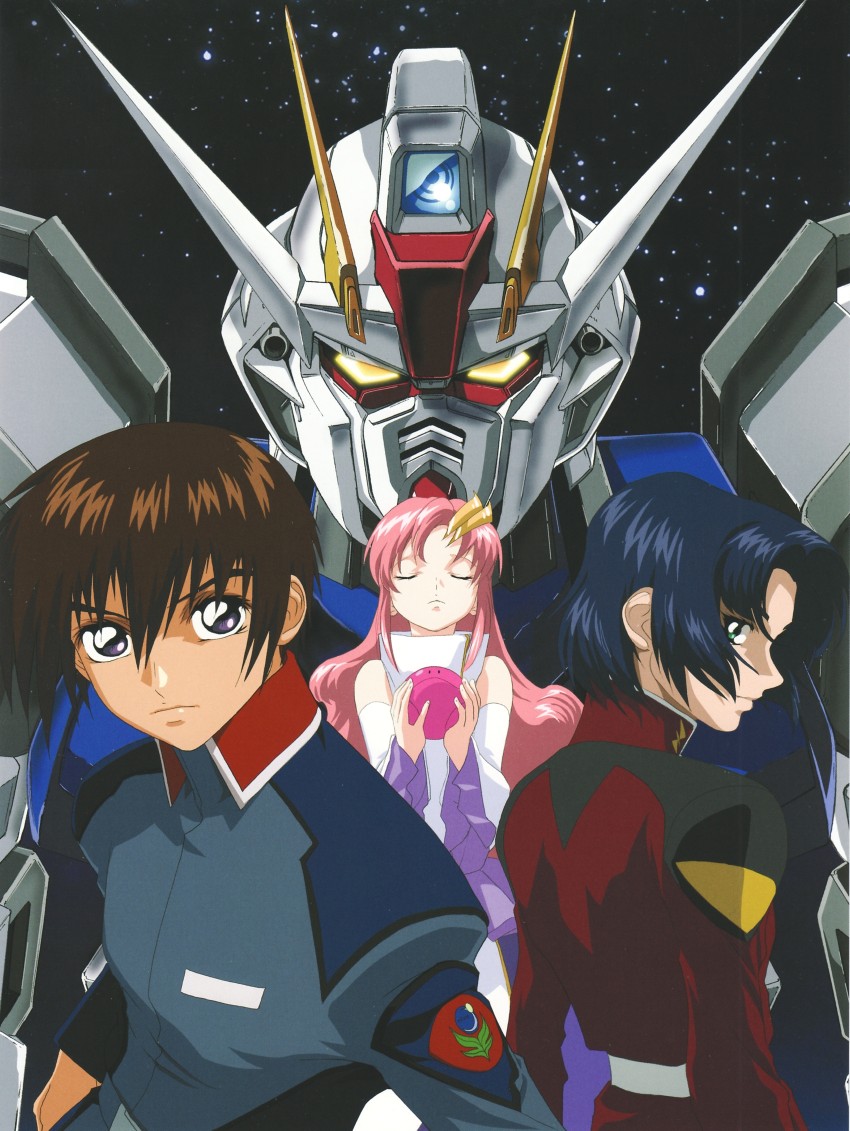 haro, athrun zala, lacus clyne, kira yamato, and strike gundam (gundam and 1 more)