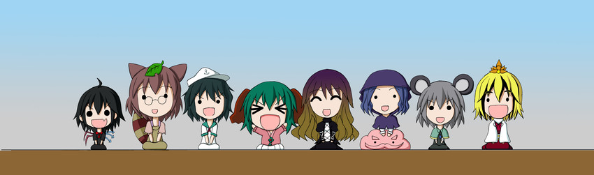 nazrin, hijiri byakuren, houjuu nue, toramaru shou, murasa minamitsu, and 4 more (touhou) drawn by rakugaki-biyori
