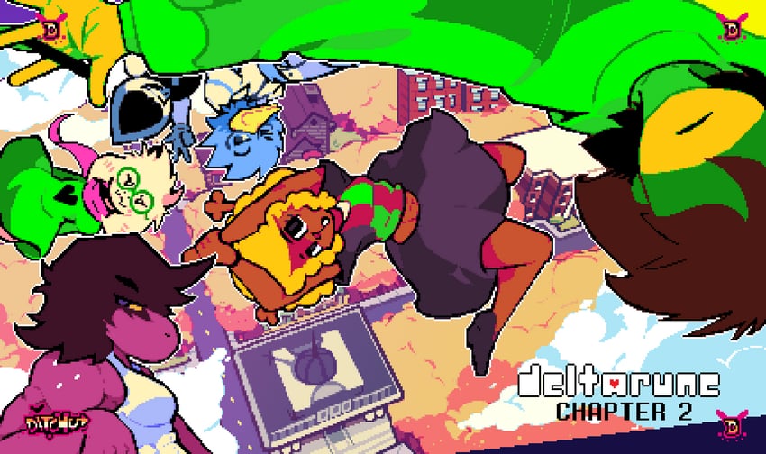kris, susie, ralsei, noelle holiday, lancer, and 1 more (deltarune) drawn by ditchu
