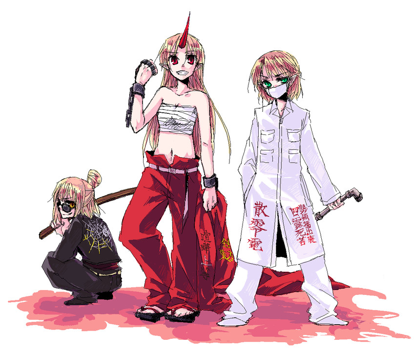 mizuhashi parsee, hoshiguma yuugi, and kurodani yamame (touhou) drawn by tadano_kagekichi