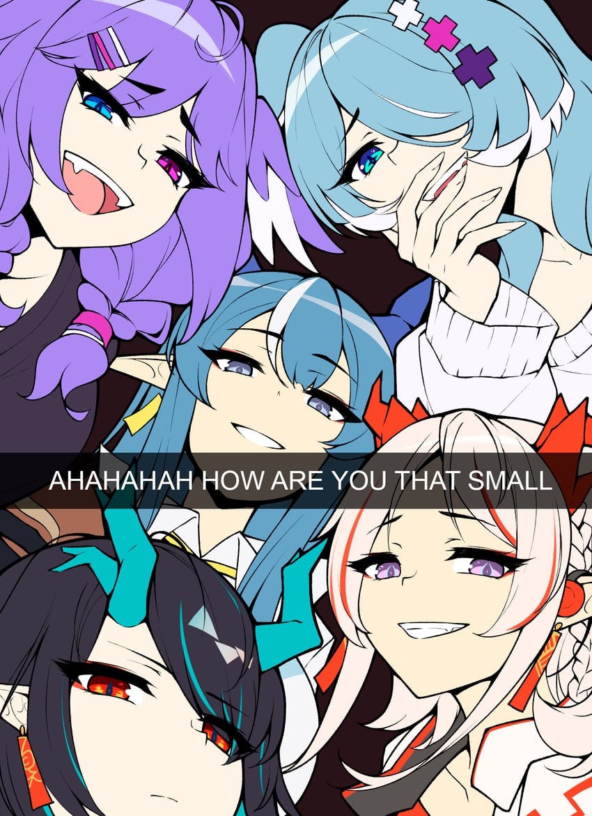 dusk, nian, elira pendora, selen tatsuki, and ling (arknights and 2 more) drawn by ricegnat
