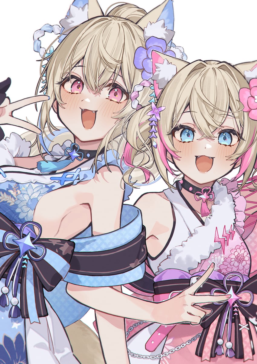 fuwawa abyssgard and mococo abyssgard (hololive and 1 more) drawn by tsukino_(nakajimaseiki)