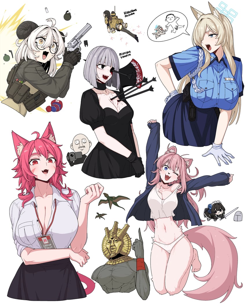 sensei, doodle sensei, kanna, ahri, doro, and 2 more (original and 5 more) drawn by formicid