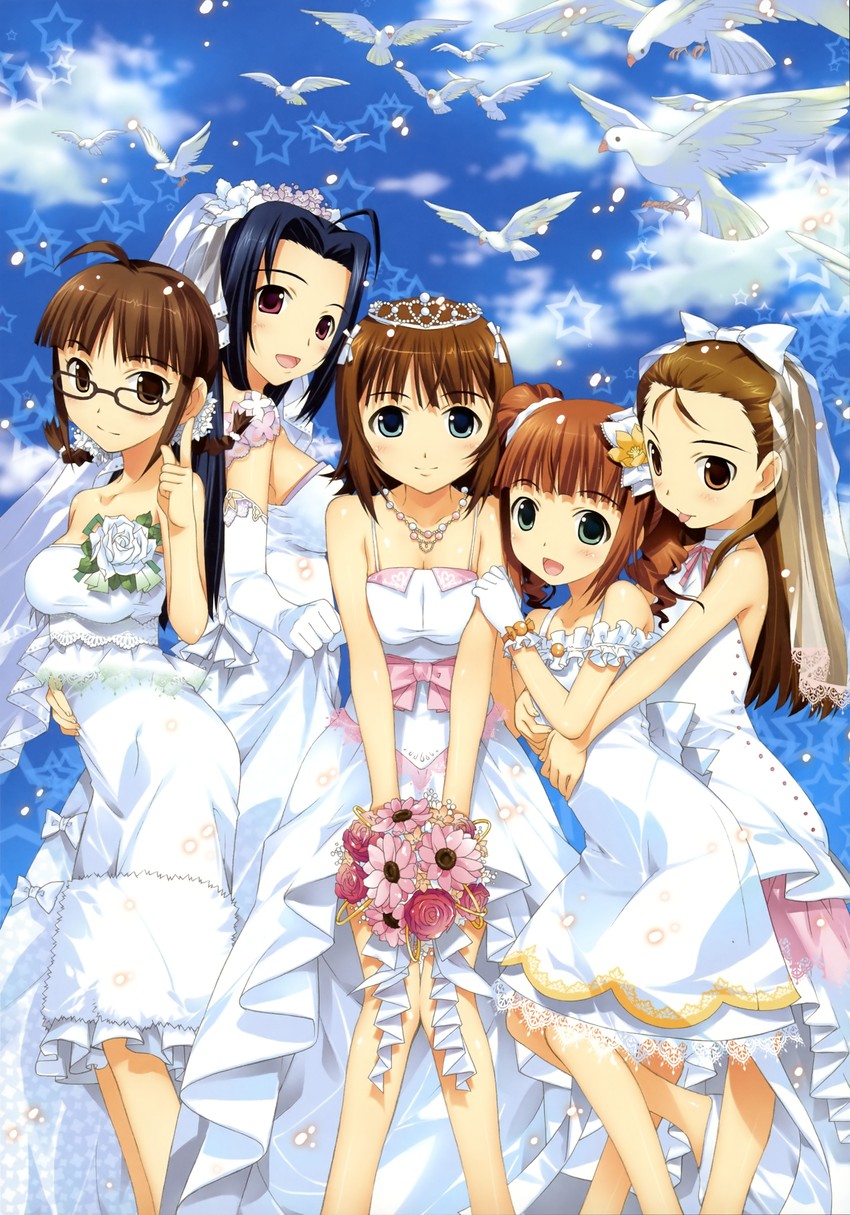 amami haruka, minase iori, takatsuki yayoi, miura azusa, and akizuki ritsuko (idolmaster) drawn by fujima_takuya