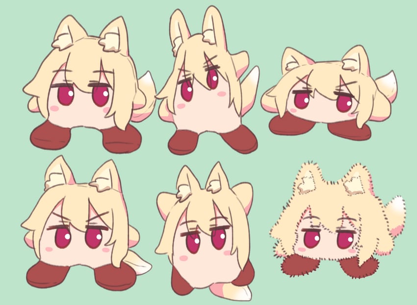 kirby and kemomimi-chan (original and 1 more) drawn by naga_u