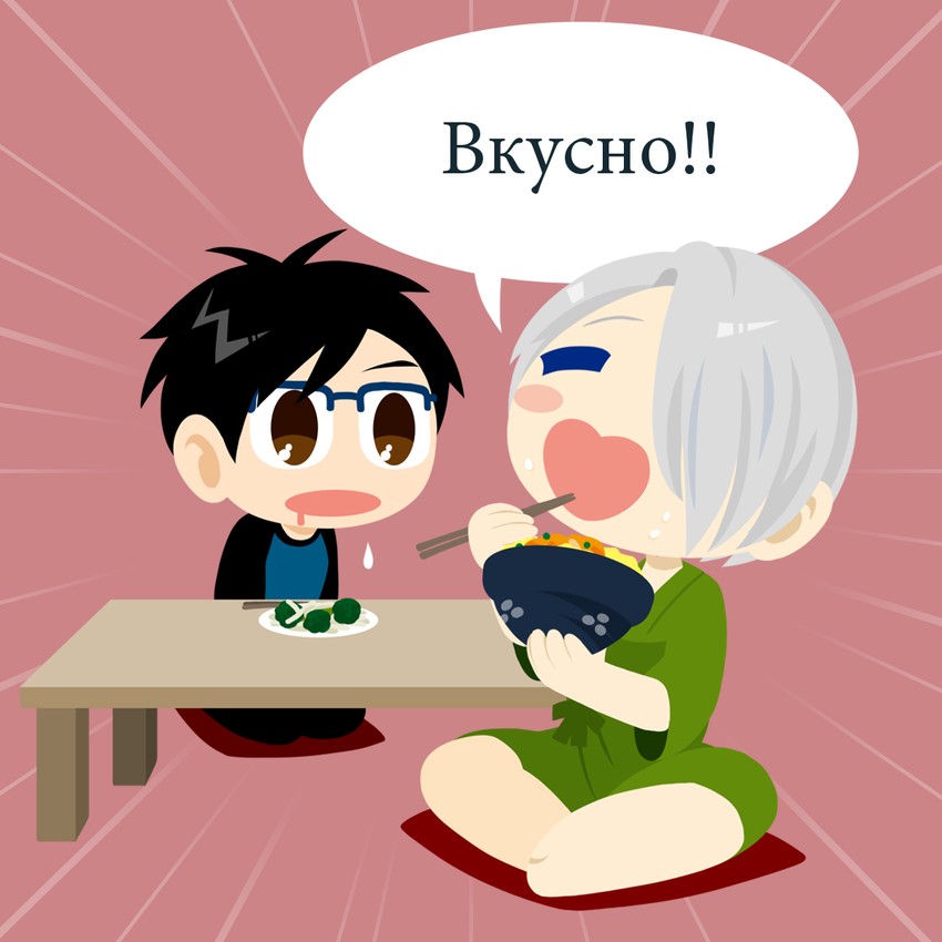 katsuki yuuri and viktor nikiforov (yuri!!! on ice) drawn by kaorin_minogue and seize