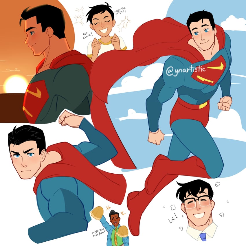 superman, clark kent, lois lane, and jimmy olsen (dc comics and 2 more) drawn by ynartistic