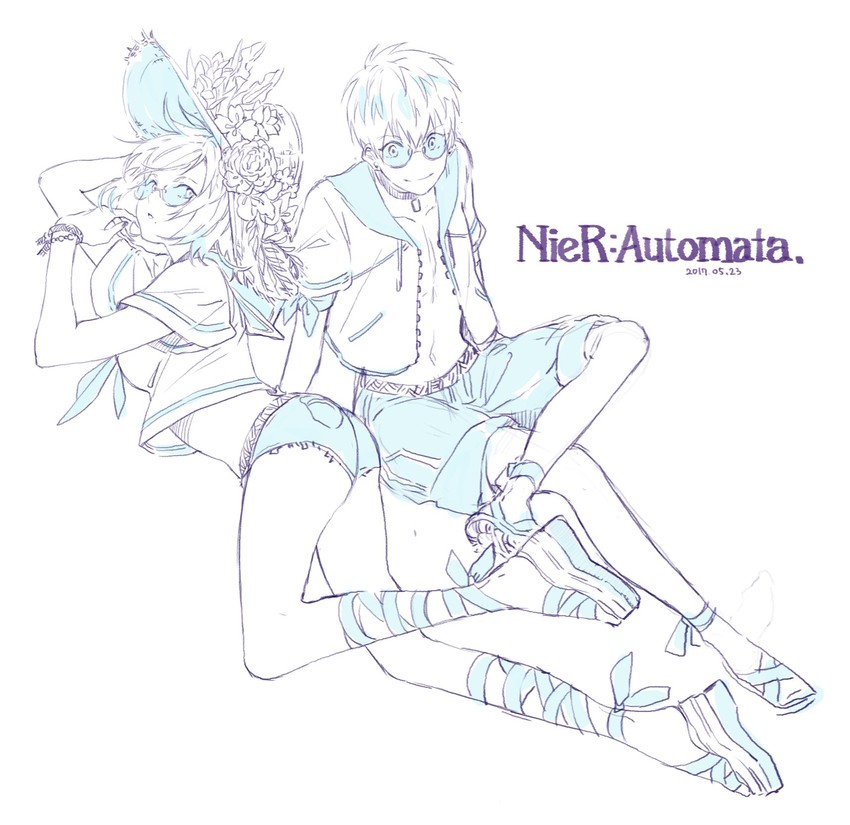 2b and 9s (nier and 1 more) drawn by papajay_(jennygin2)