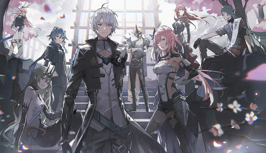elysia, fu hua, yae sakura, mobius, eden, and 3 more (honkai and 1 more) drawn by lococo:p
