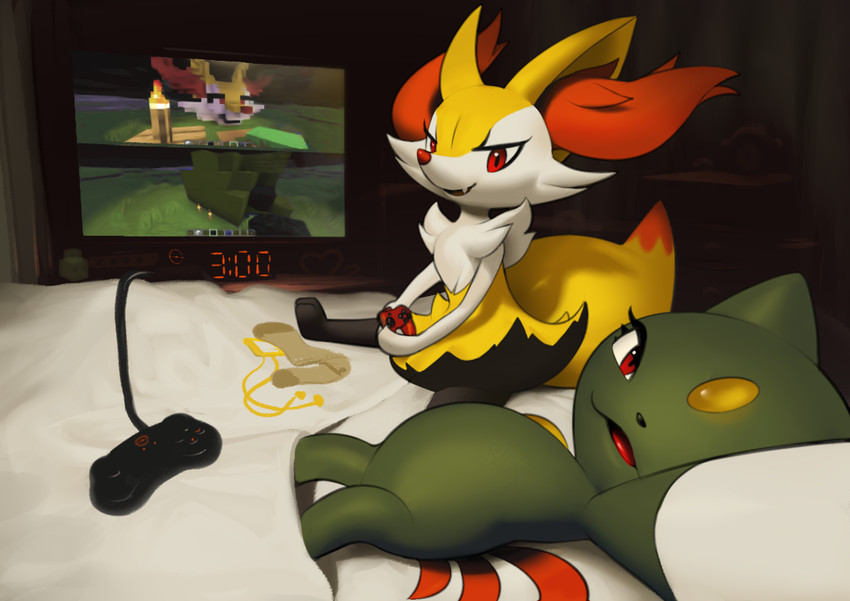braixen and sneasel (pokemon and 1 more) drawn by inkune