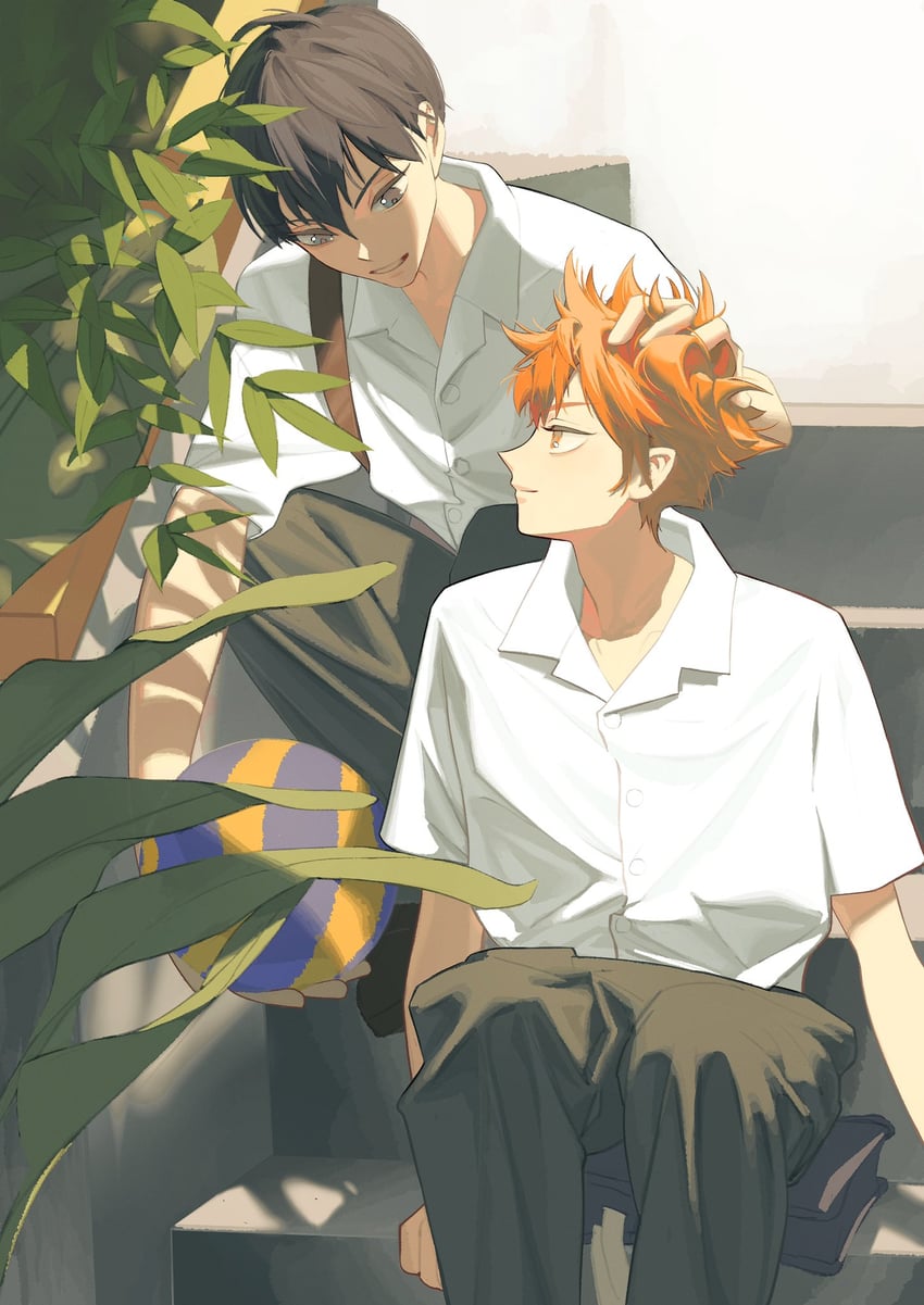 hinata shouyou and kageyama tobio (haikyuu!!) drawn by estelle_bear