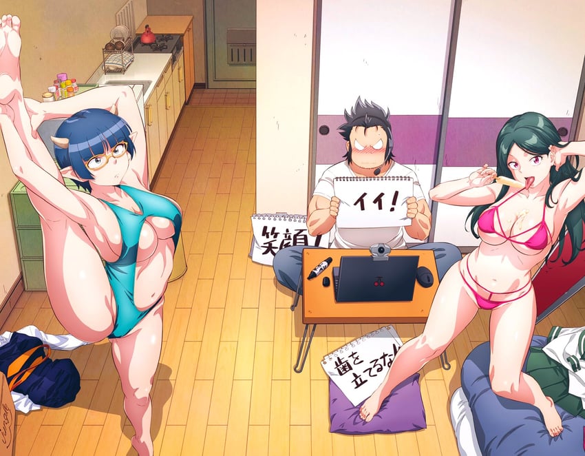 maou, zenia, and max (lv1 maou to one room yuusha) drawn by watanabe_yoshihiro