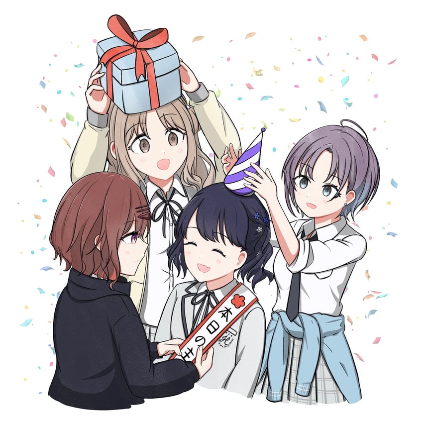 higuchi madoka, asakura toru, fukumaru koito, and ichikawa hinana (idolmaster and 1 more) drawn by kimikage_(banana_zarigani)