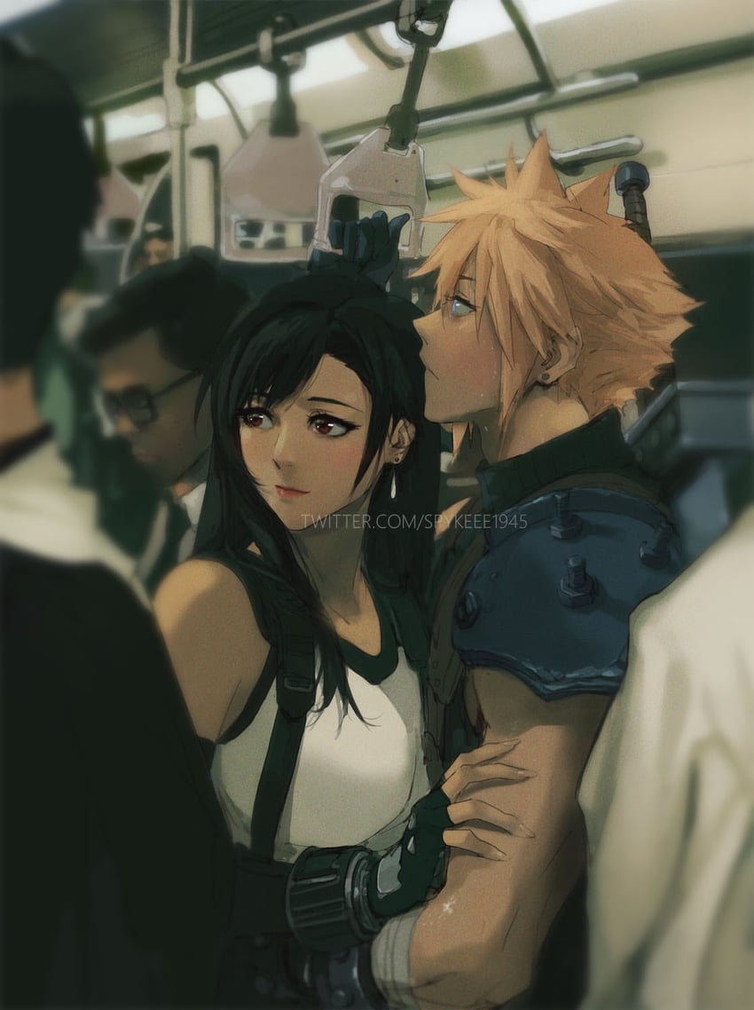 tifa lockhart and cloud strife (final fantasy and 2 more) drawn by spykeee