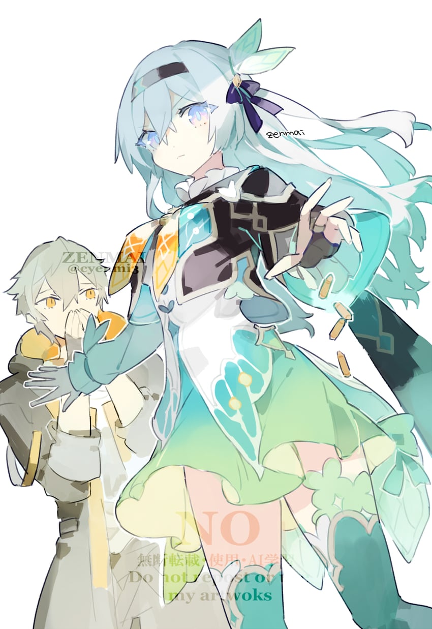trailblazer, firefly, and caelus (honkai and 1 more) drawn by cyenmi3