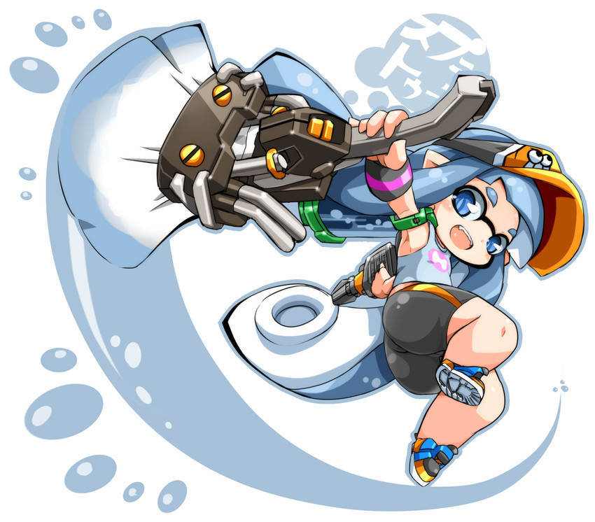inkling player character and inkling girl (splatoon and 1 more) drawn by karukan_(monjya)
