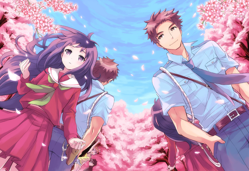kanzaki shiori, suga koutarou, sakuma miyako, and mochizuki yousuke (kirisame ga furu mori) drawn by shakeko_(shake5)