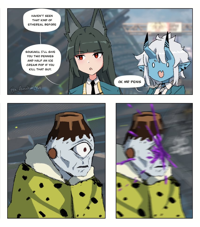 hoshimi miyabi, soukaku, and jogo (zenless zone zero and 1 more) drawn by the_freakin_yui