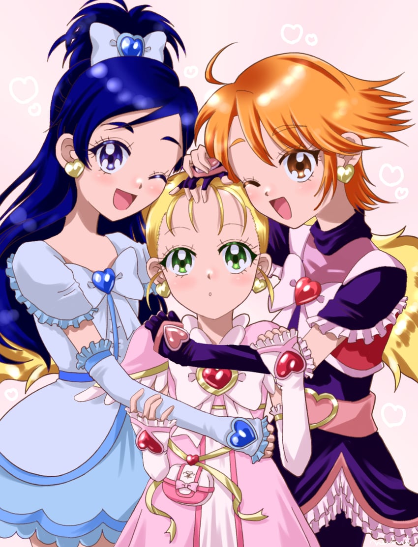 misumi nagisa, yukishiro honoka, cure black, cure white, kujou hikari, and 1 more (precure and 2 more) drawn by ofutonnnineko