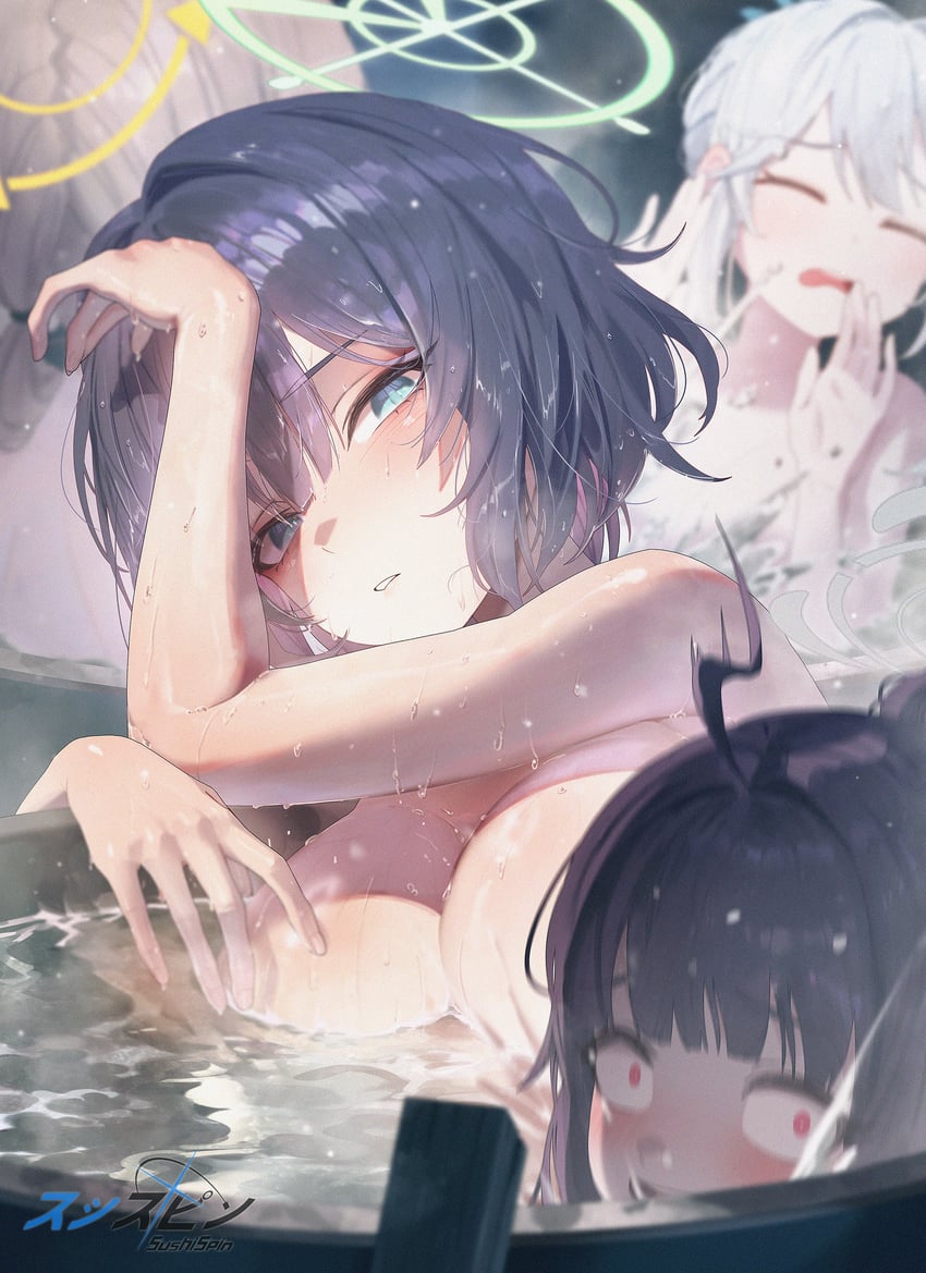 miyu, miyako, saki, and moe (blue archive) drawn by sushispin