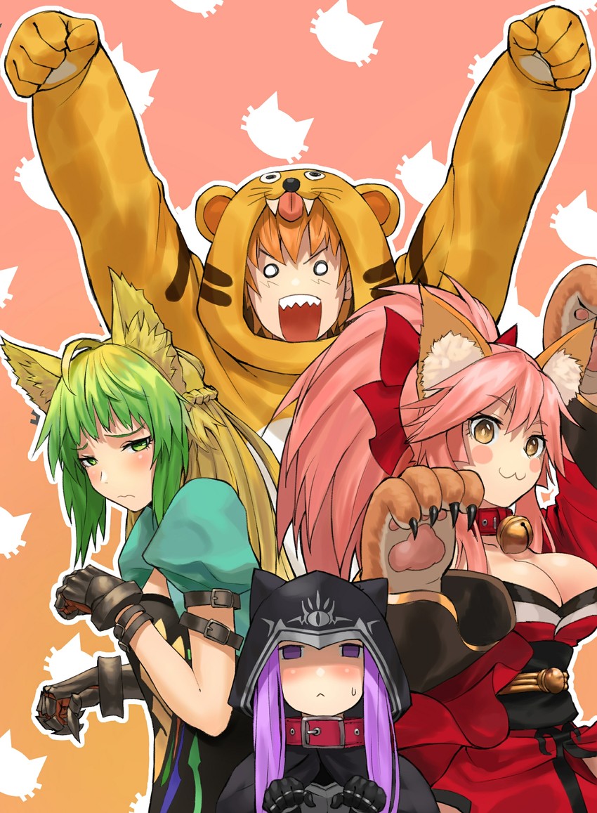tamamo, medusa, tamamo cat, atalanta, and jaguarman (fate and 1 more) drawn by zonotaida