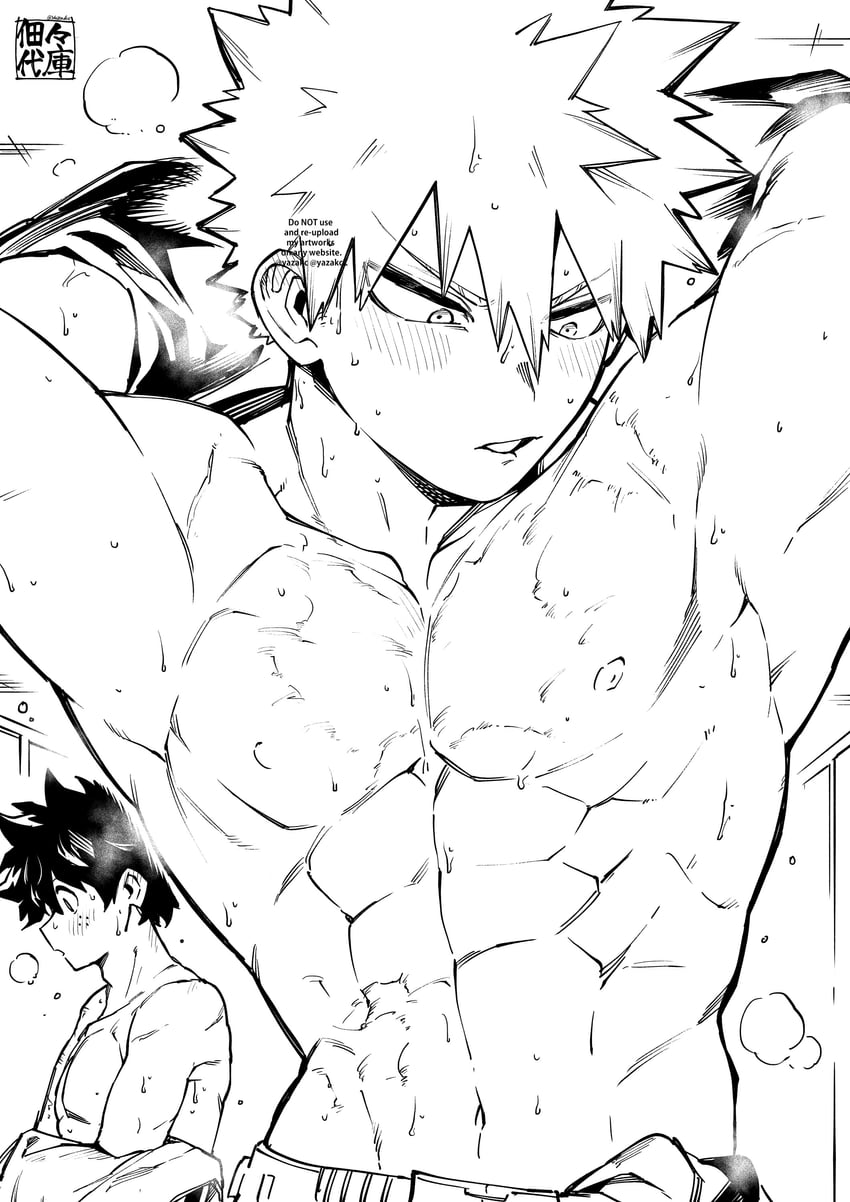 midoriya izuku and bakugou katsuki (boku no hero academia) drawn by yazaki_(yazakc)