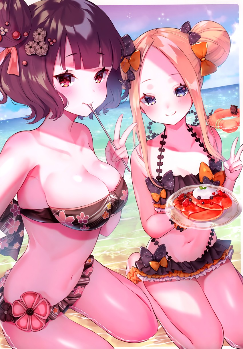 katsushika hokusai, tokitarou, and abigail williams (fate and 1 more) drawn by suzuho_hotaru