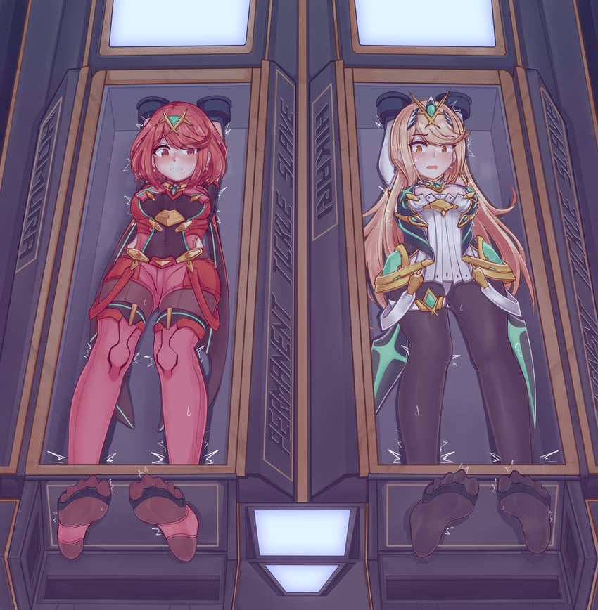 pyra and mythra (xenoblade chronicles and 2 more) drawn by galiter07