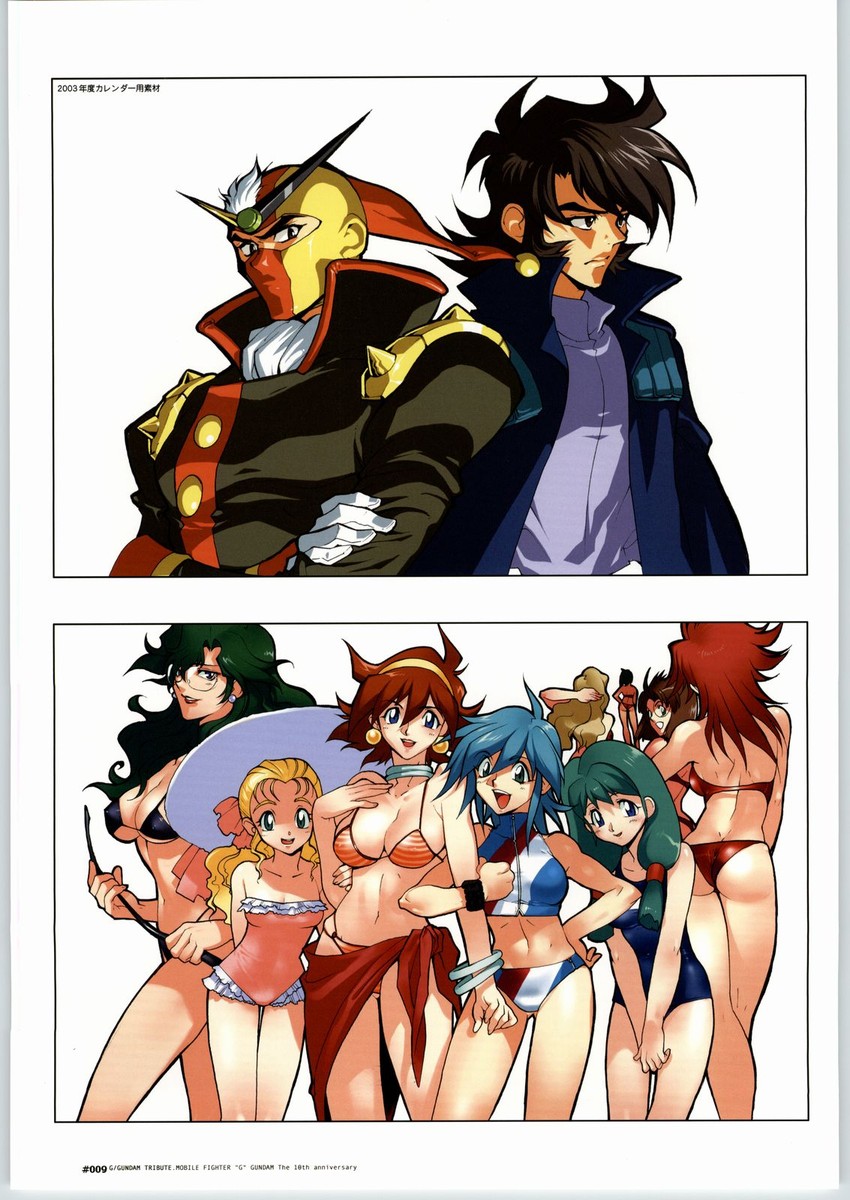 rain mikamura, allenby beardsley, schwarz bruder, kyouji kasshu, nastasha zabigov, and 6 more (gundam and 1 more) drawn by sasaki_tomomi