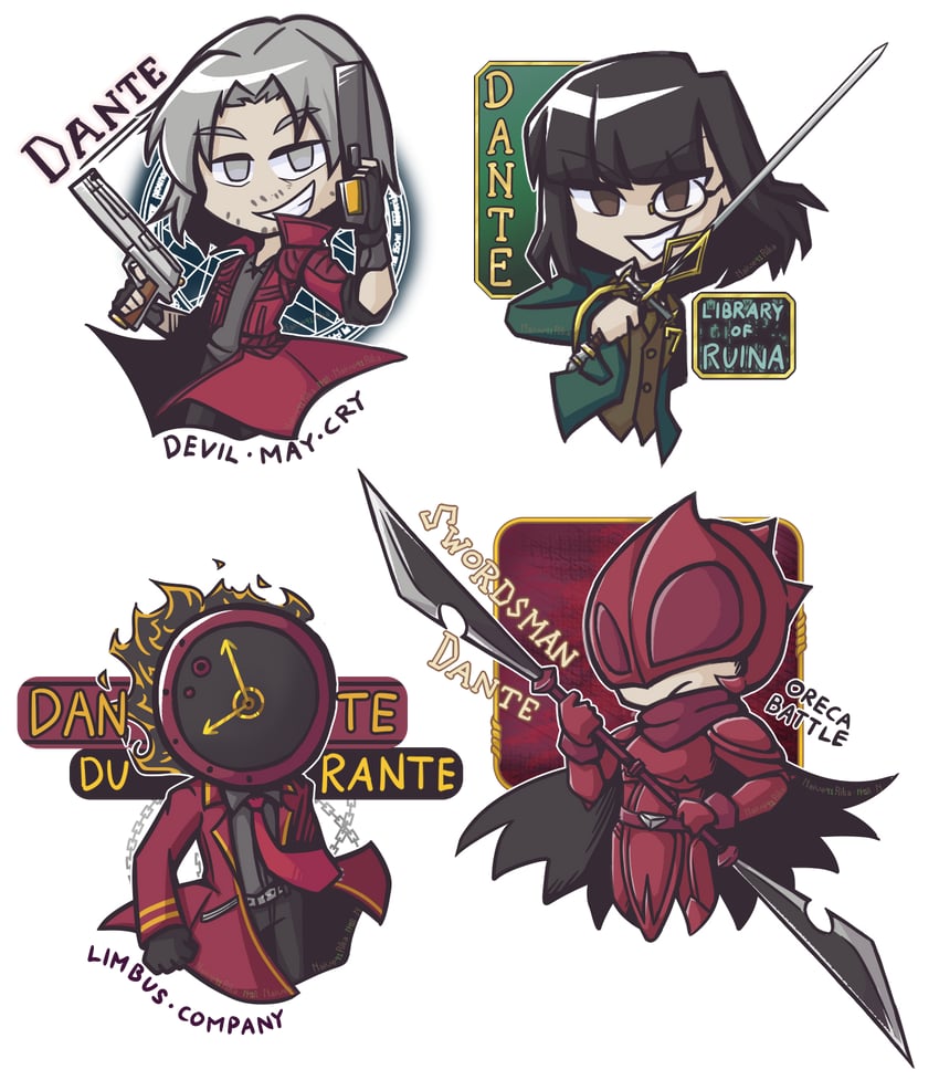 dante and swordsman dante (project moon and 5 more) drawn by n41r
