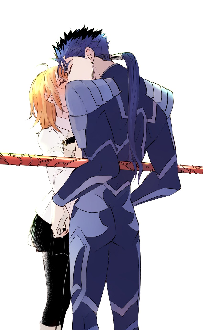 fujimaru ritsuka and cu chulainn (fate and 1 more) drawn by redrabbit44