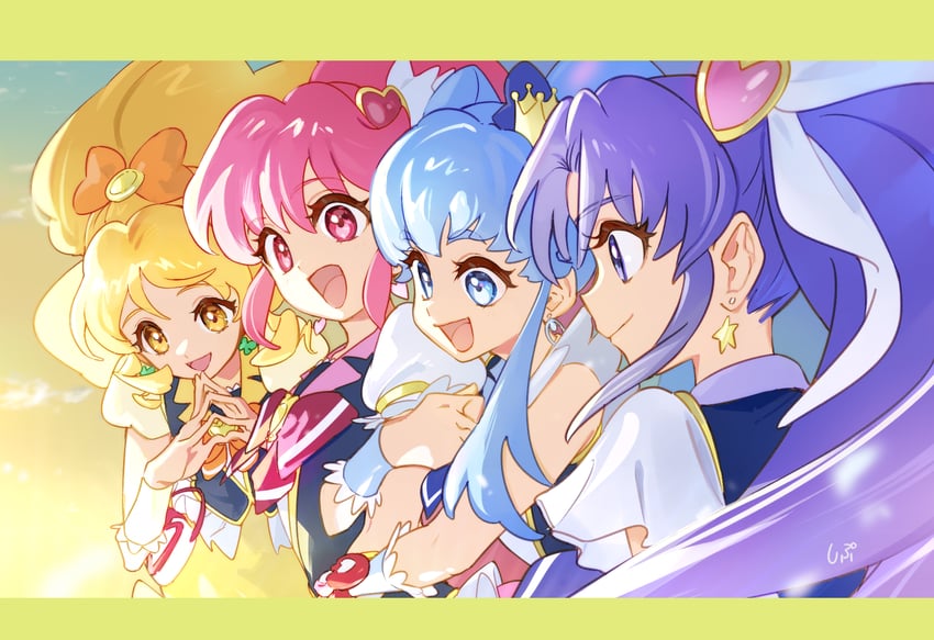 shirayuki hime, aino megumi, oomori yuuko, cure lovely, cure princess, and 3 more (precure and 1 more) drawn by shipu_(gassyumaron)