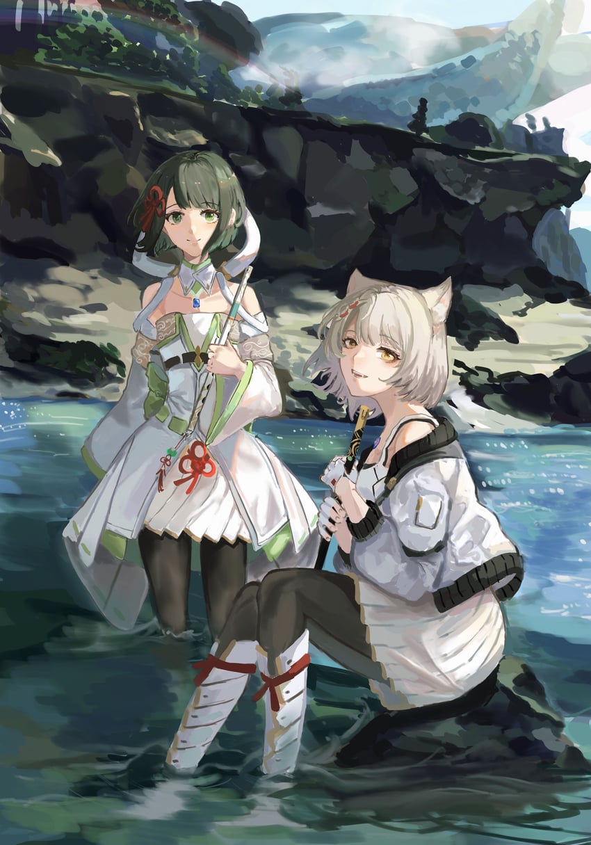 mio and miyabi (xenoblade chronicles and 1 more) drawn by masaru_lu