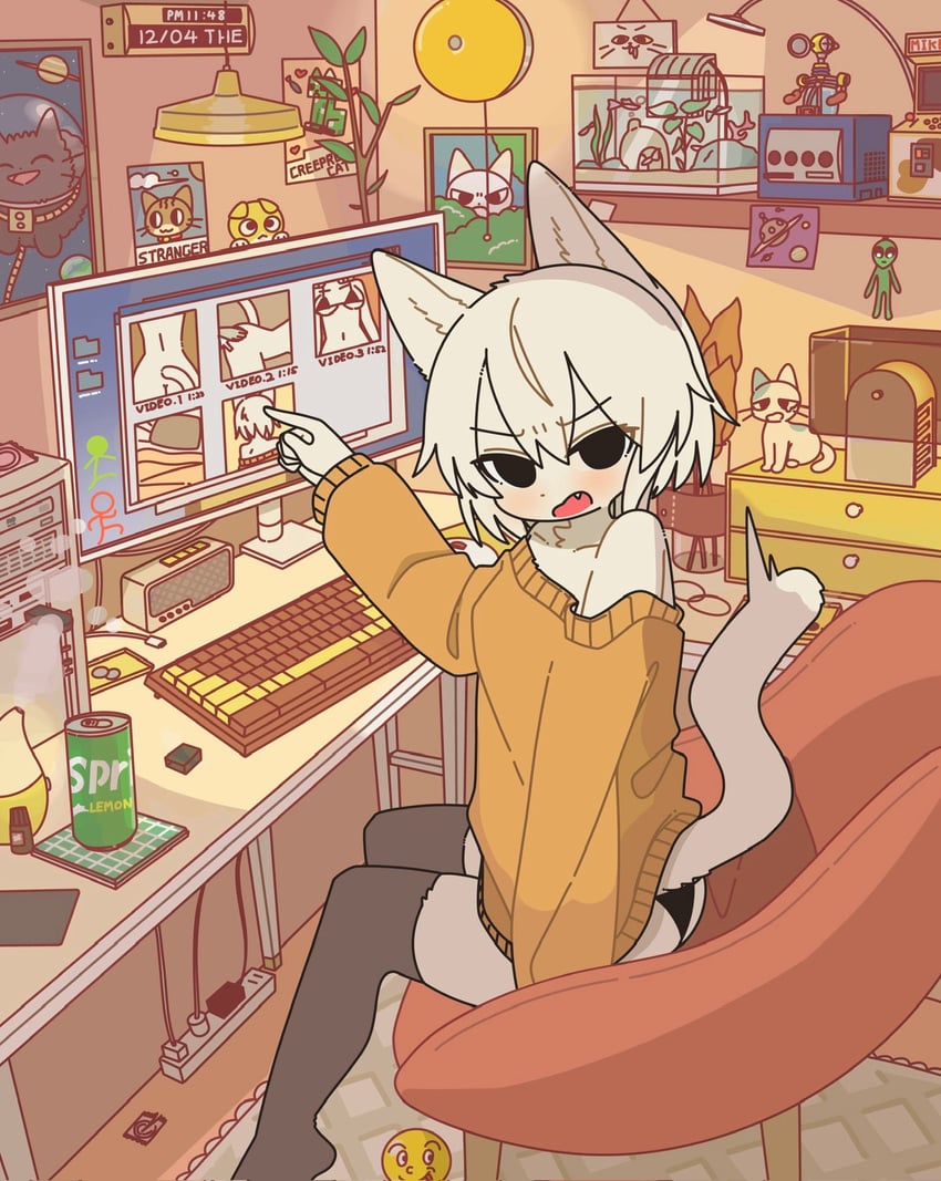creeper, shikaru neko, amayakasu neko, ureu neko, and nagameru neko (original and 2 more) drawn by mike_no_hito