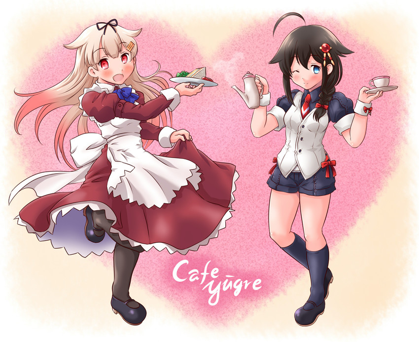 shigure, yuudachi, shigure kai ni, and yuudachi kai ni (kantai collection) drawn by kanon_(kurogane_knights)