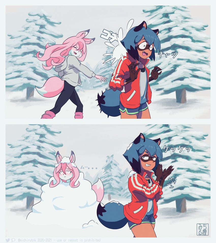kagemori michiru and hiwatashi nazuna (brand new animal) drawn by michirutnk