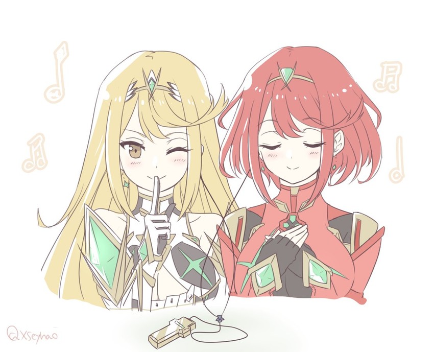 pyra and mythra (xenoblade chronicles and 1 more) drawn by mochimochi_(xseynao)