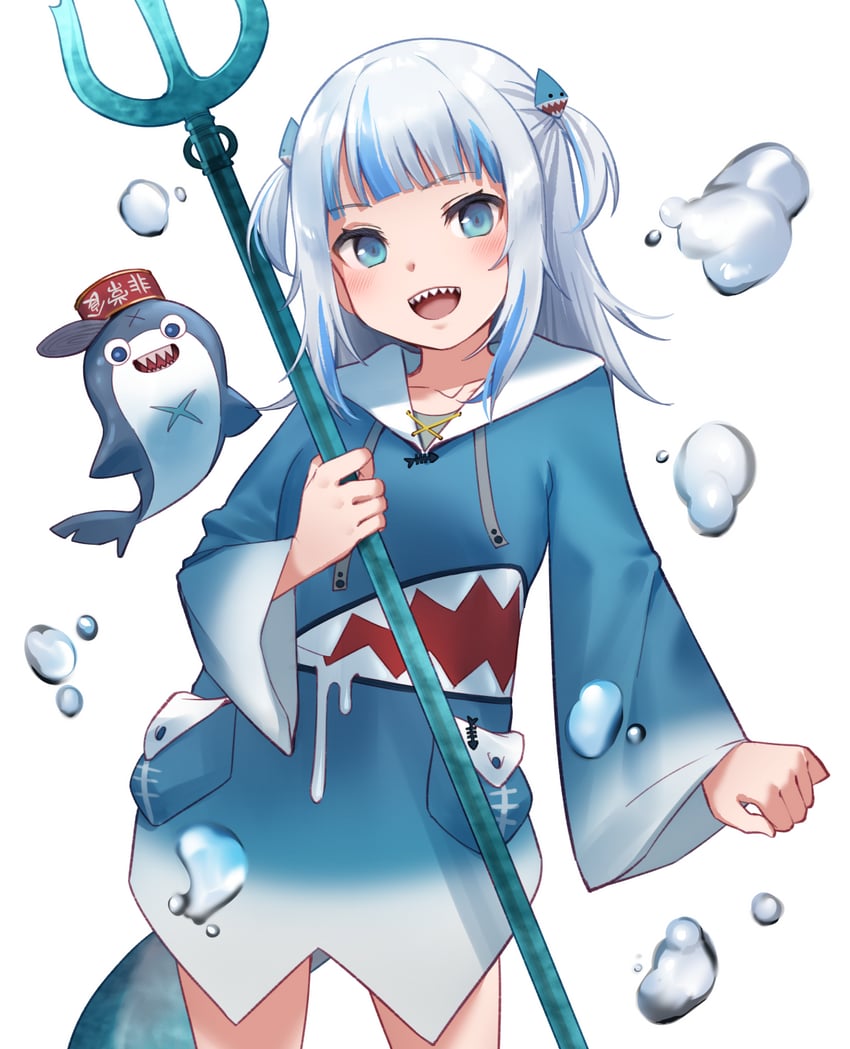gawr gura and bloop (hololive and 1 more) drawn by yasawa_kichi