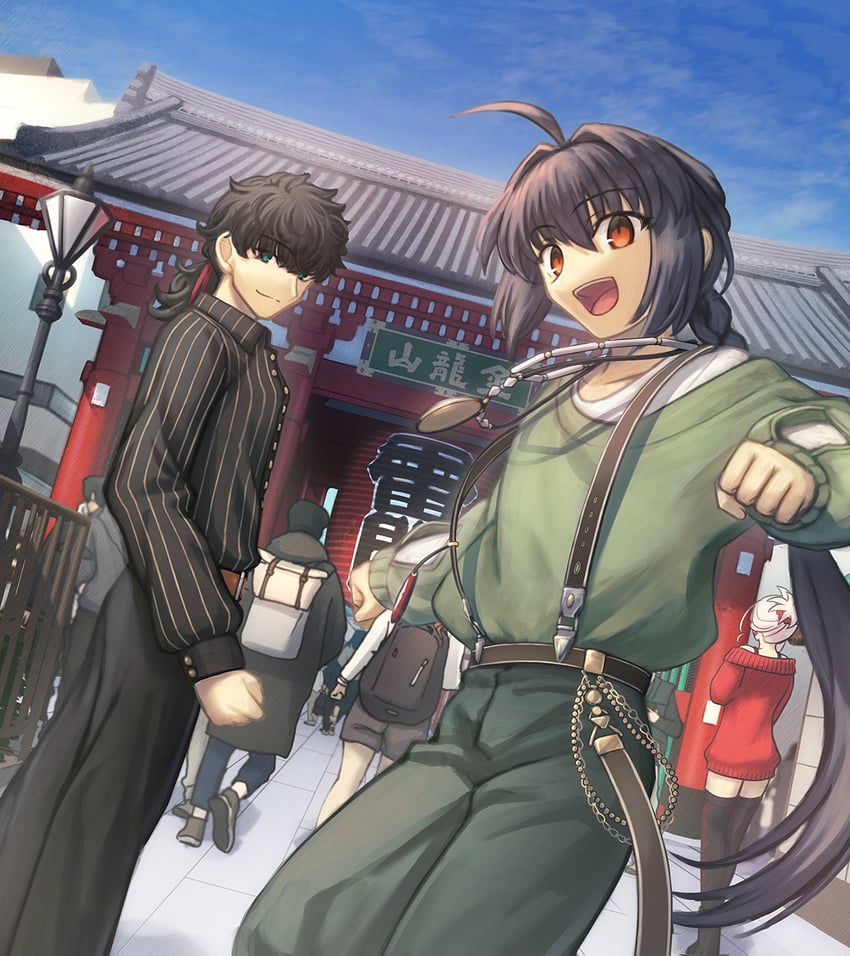 miyamoto musashi, yamato takeru, and miyamoto iori (fate and 2 more) drawn by shoori_(migiha)