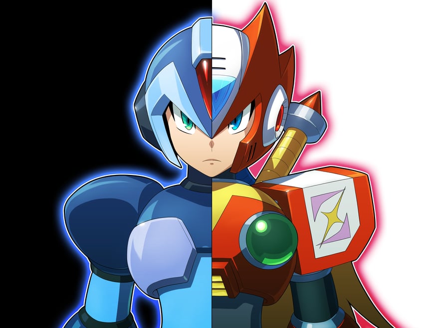 zero and x (mega man and 1 more) drawn by hi-go!
