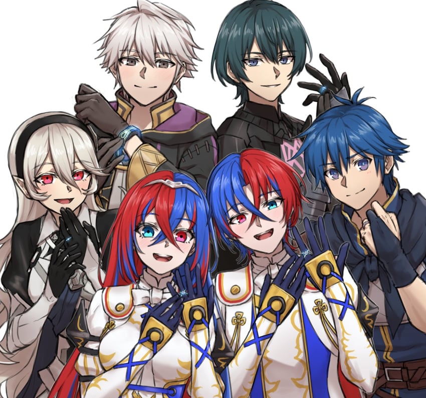 female corrin, male byleth, male robin, female alear, male alear, and 1 more (fire emblem and 5 more) drawn by zuzu_(ywpd8853)