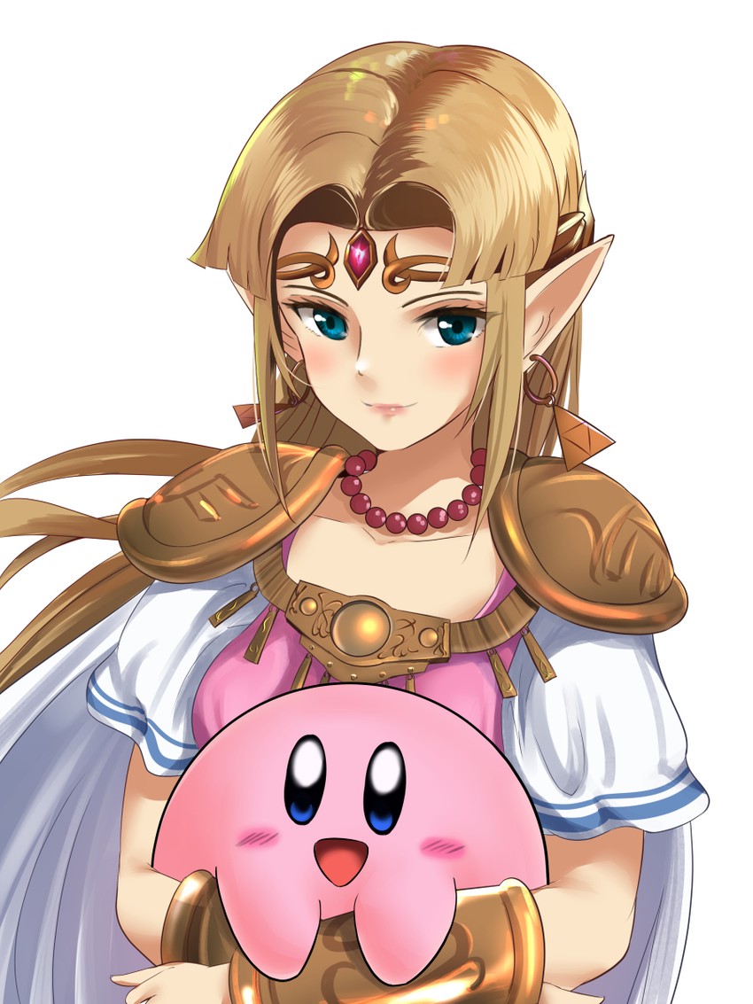 princess zelda and kirby (the legend of zelda and 3 more) drawn by schreibe_shura