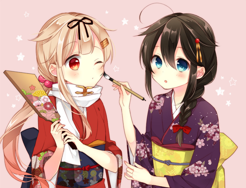 shigure, yuudachi, shigure kai ni, and yuudachi kai ni (kantai collection) drawn by naoto_(tulip)