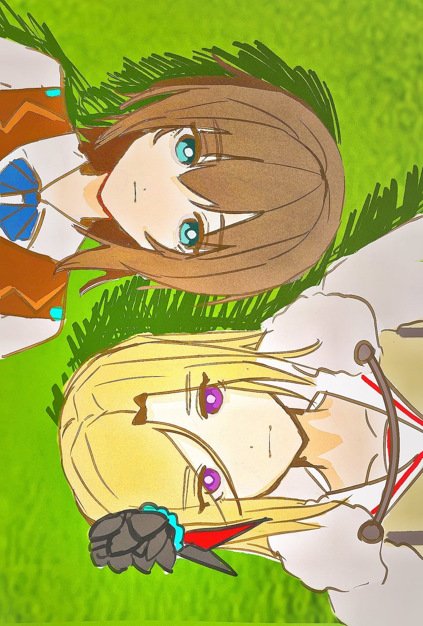 aoi erika and minase ichigo (heaven burns red) drawn by ming_tian_qu_hai_bian_ba
