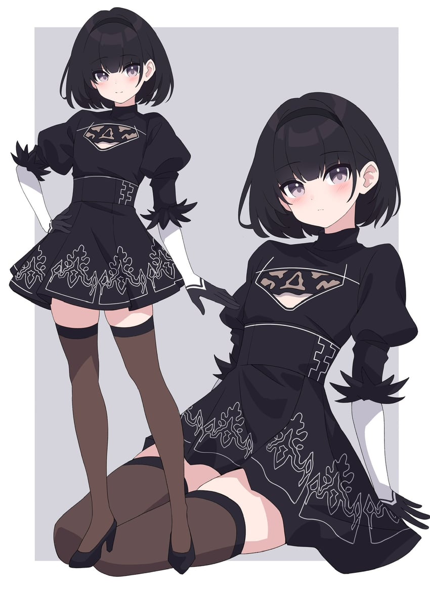 2b and kisaragi yura (original and 2 more) drawn by zeatto